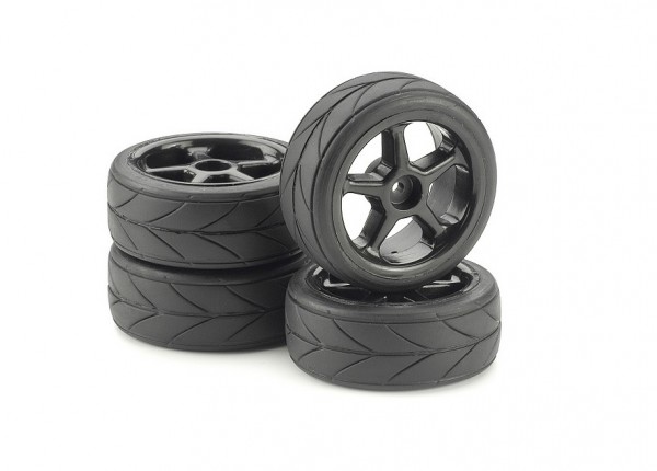 1:10 Wheels Tyres Set ( black )