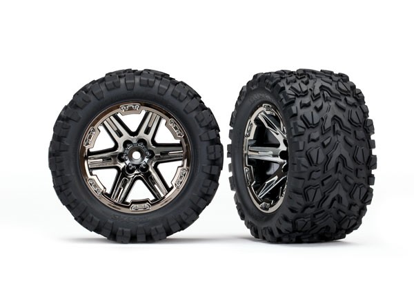 Tires & wheels, assembled, glued (2.8) (RXT black chrome wheels, Talon Extreme