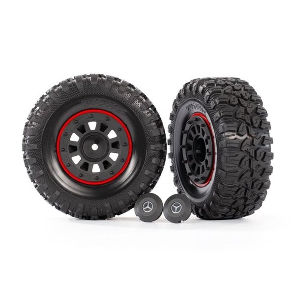 Tires and wheels, assembled, glued (2.2'black wheels, 2.2' tires) (2)/ center ca
