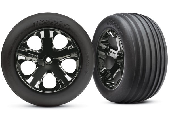 Tires & wheels, assembled, glued (2.8)(All-Star black chrome, TRX3771A
